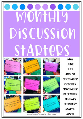 How to use discussion starters or discussion cards to have meaningful classroom conversations, teach listening and speaking skills, and create a strong classroom community.