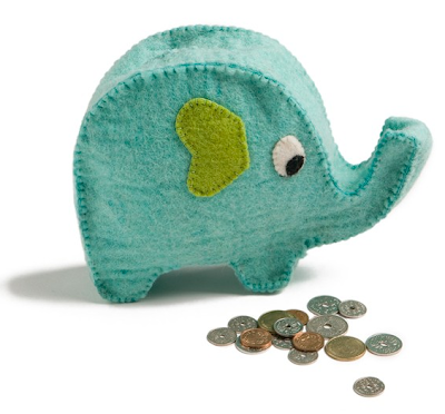 felt coin bank shaped like an elephant