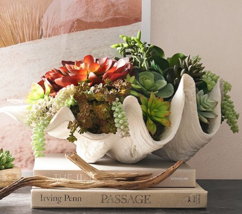 Vintage Floral Decorative Shell Bowl