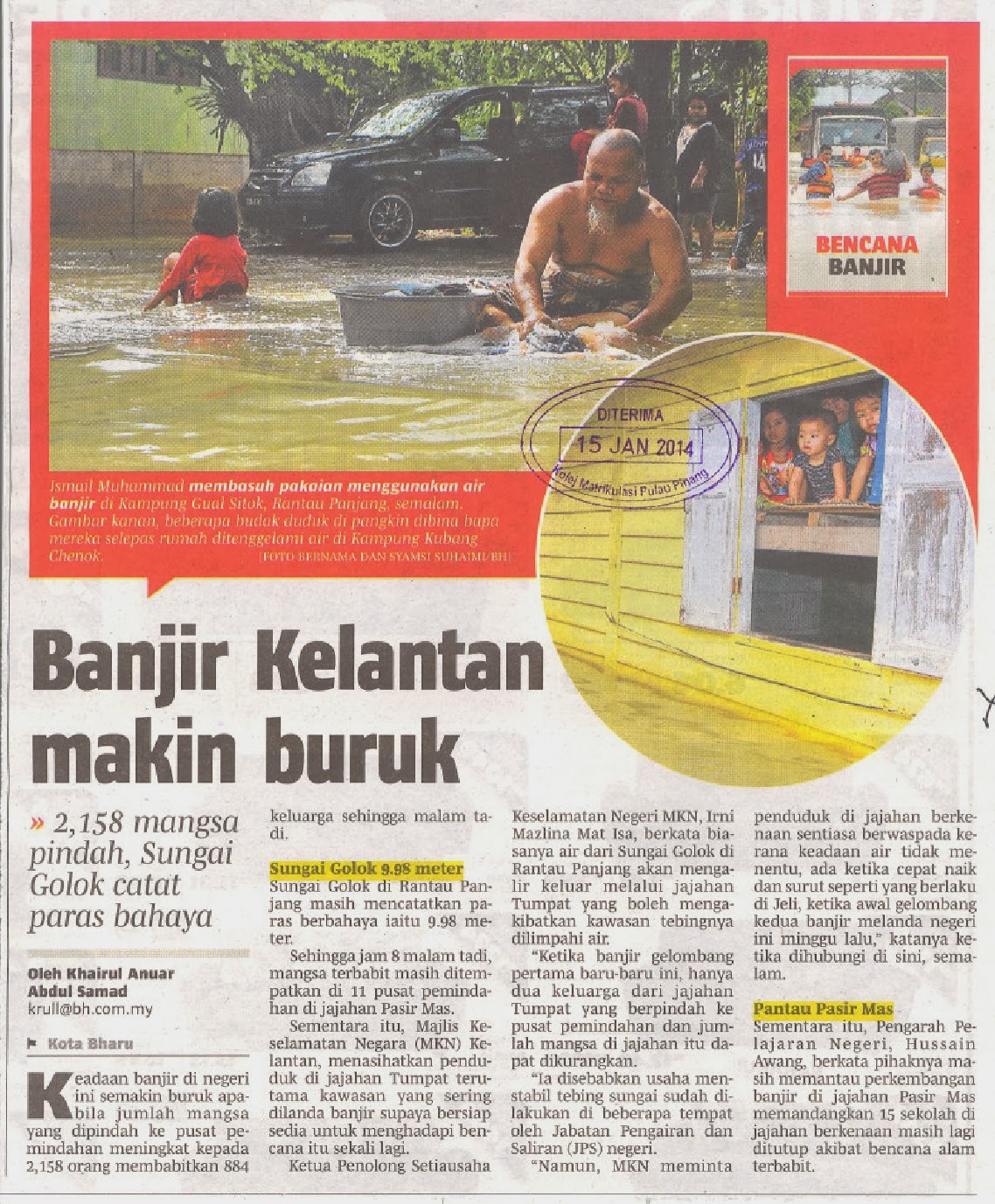 Banjir Kelantan makin buruk (15 JAN 2014)