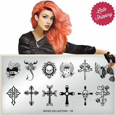 Lacquer Lockdown - MoYou London, MoYou London Biker Collection, stamping plates, new stamping plates 2013, new nail image plates 2013, new nail art plates 2013, biker nail art, skull nail art, tattoo nail art, tattoo nails, harley nail art, nails, cute nail art, nail ideas, konad, bundle monster