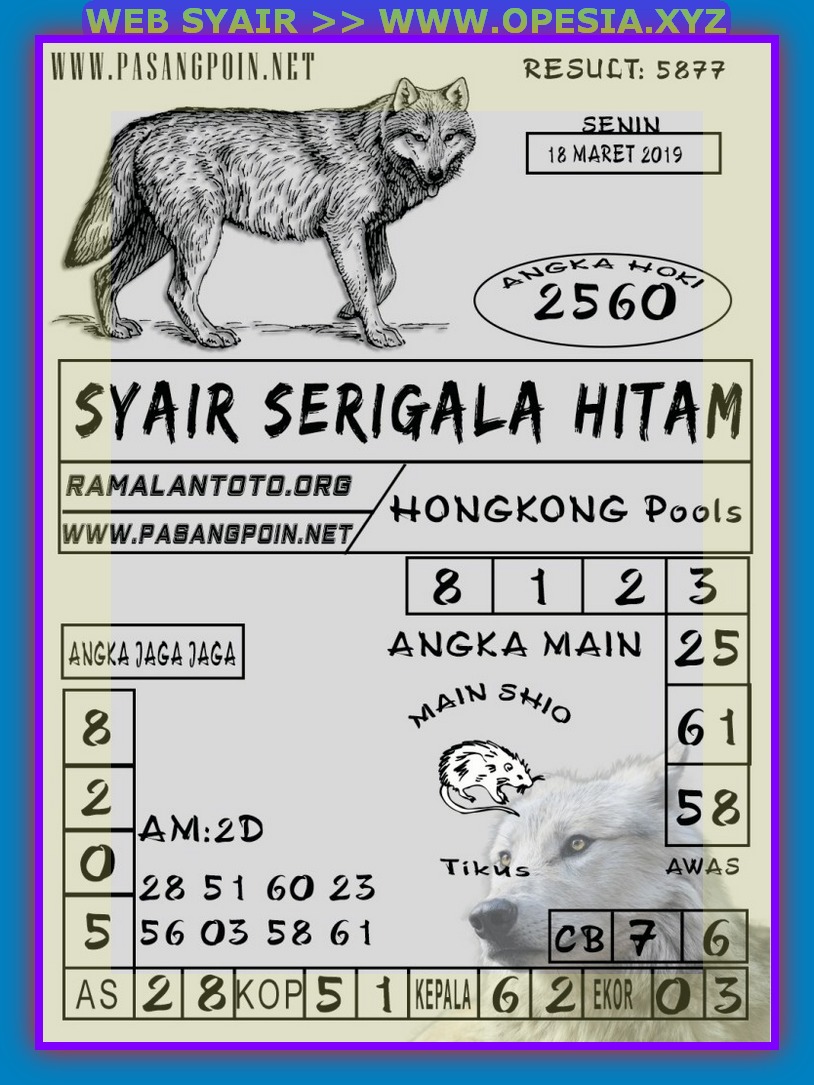Kode Syair hongkong Senin 18 Maret 2019 GOsyair SEDIA