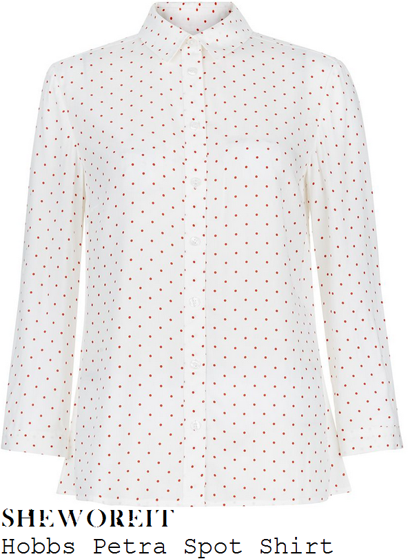 holly-willoughby-hobbs-petra-white-and-orange-polka-dot-spot-print-shirt