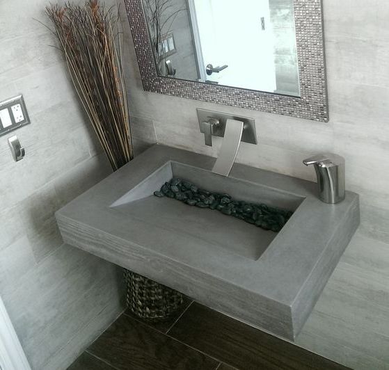 25 Inexpensive DIY Concrete Countertop & Sink For Bathroom And Kitchens