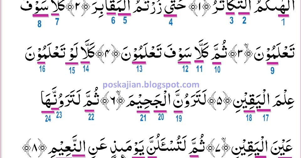 Surat at takatsur sampai an nas latin