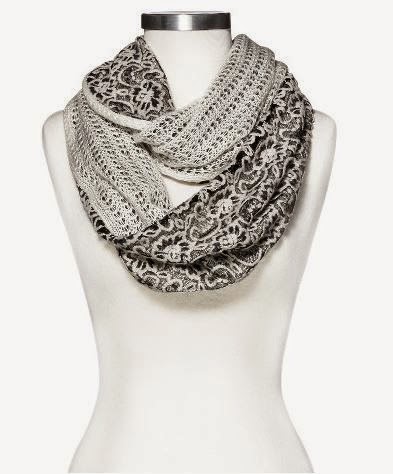 Merona Knit Lace Infinity Scarf, black and white