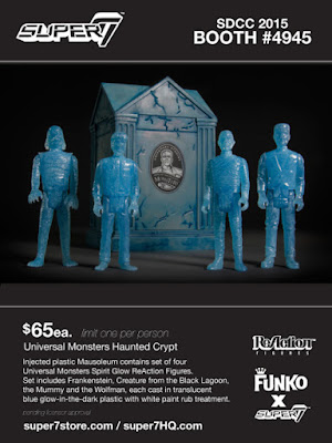 San Diego Comic-Con 2015 Exclusive Universal Monsters Haunted Crypt ReAction Figure Set by Super7 - Frankenstein, Wolfman, The Mummy & The Creature from the Black Lagoon