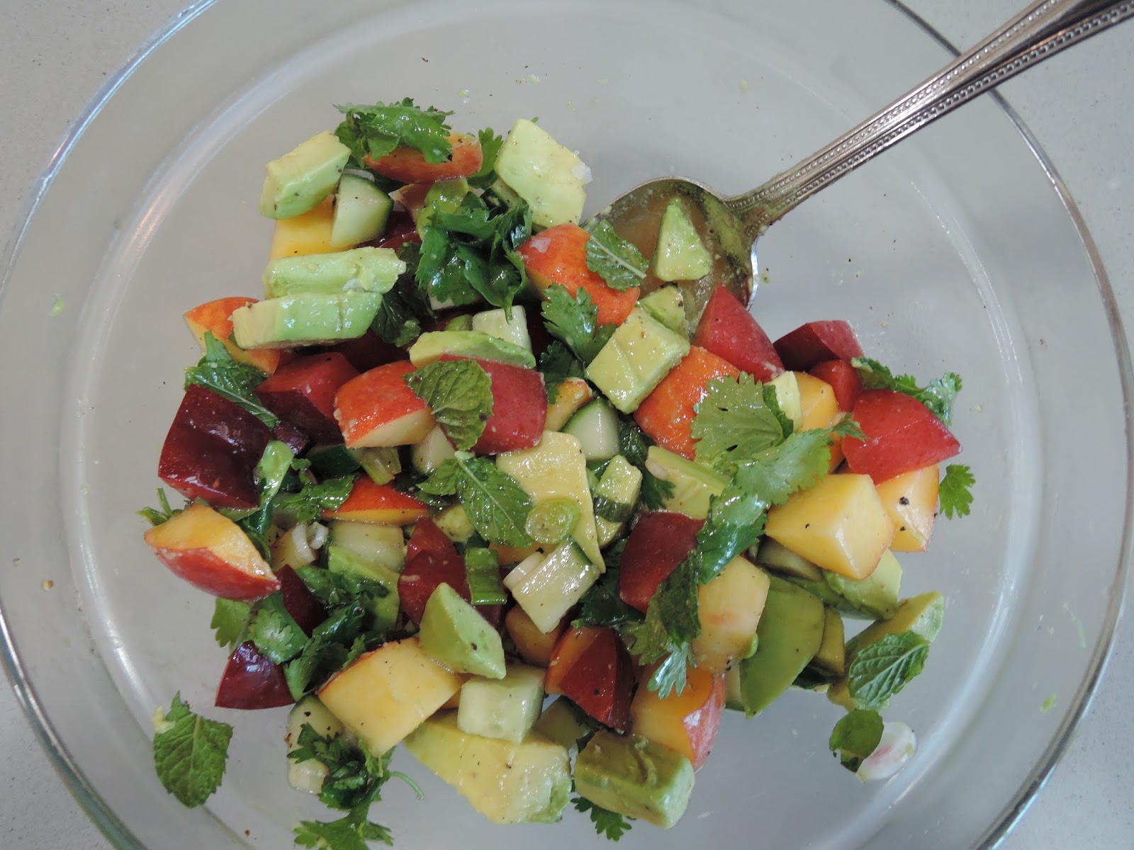 The Briny Lemon Peach, Plum, and Avocado Salad