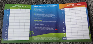 Minigolf scorecard from from Rainforest Adventure Golf at Dundrum Town Centre in Dublin, Ireland
