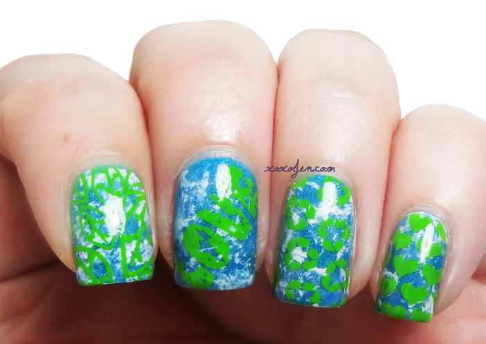 xoxoJen's Earth Day nail stamping art