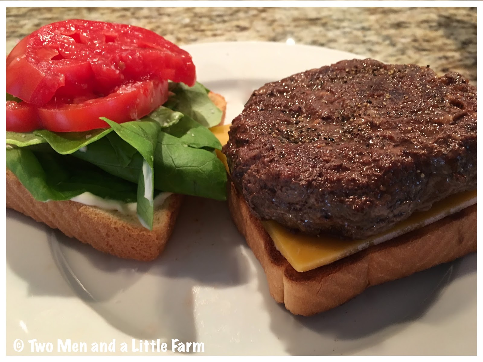 Two Men and a Little Farm TEXAS TOAST BURGERS WITH GARDEN FRESH TOMATOES