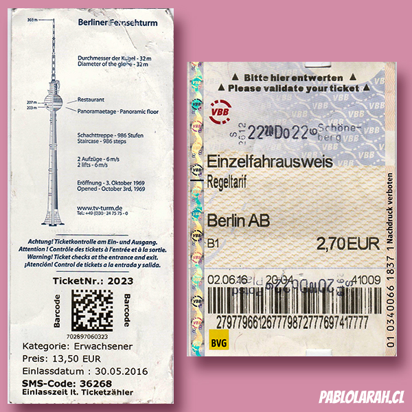 Berliner Fersehturm and Subway tickets
