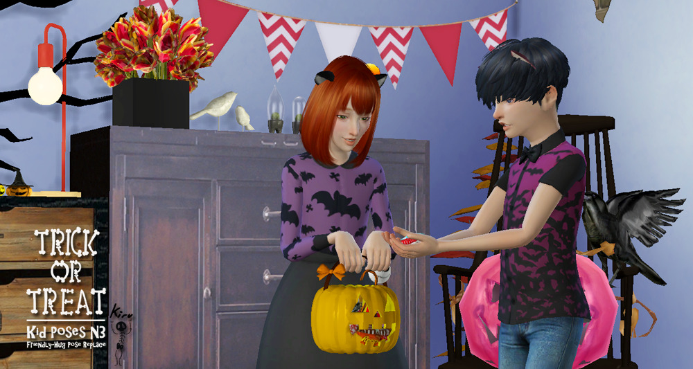 “Trick or Treat" Poses _ HALLOWEEN The Sims 4 SIMS4 Clove share Asia