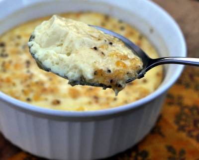 Silky Smooth Corn Pudding ♥ AVeggieVenture.com, 10 minutes to make, looks and tastes like you slaved! Recipe, insider tips, nutrition & WW Weight Watchers points included.