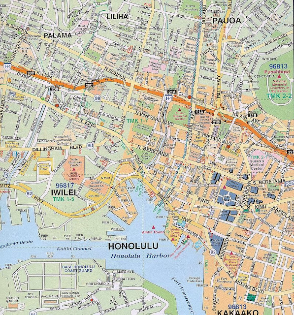 Mapa de Honolulu - Havaí