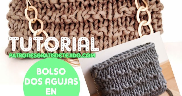 Bolso tejido en trapillo con dos agujas Tutorial