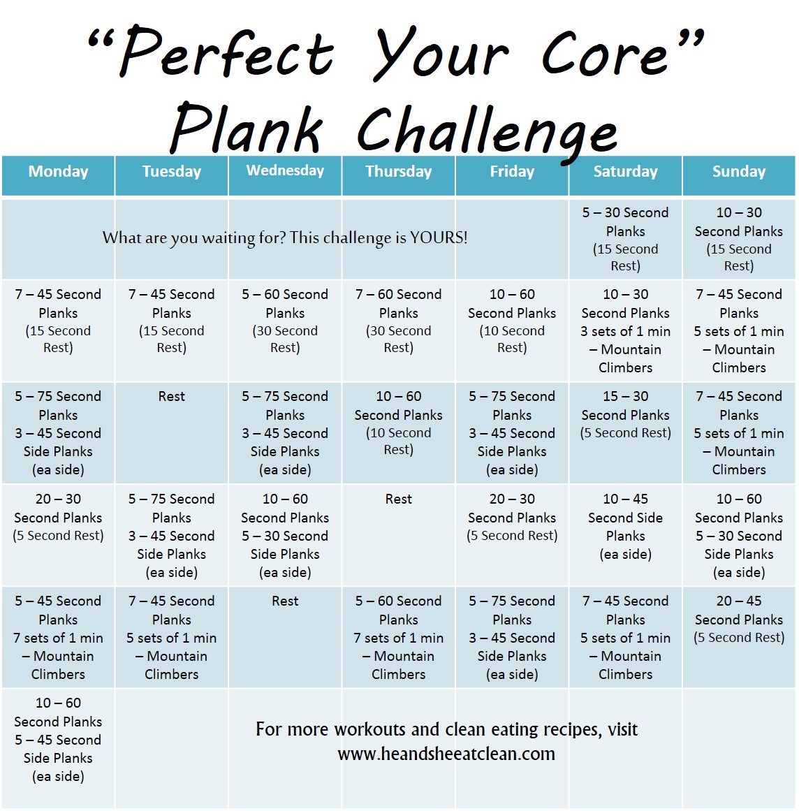 Monthly Challenge Perfect Your Core Plank Challenge