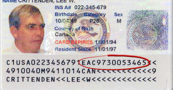 Permanent Resident Card Number Location Qcardg