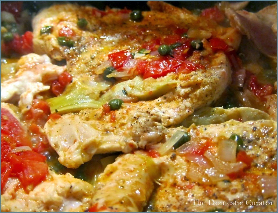 The Domestic Curator Chicken Piccata with Artichoke Hearts, Tomatoes