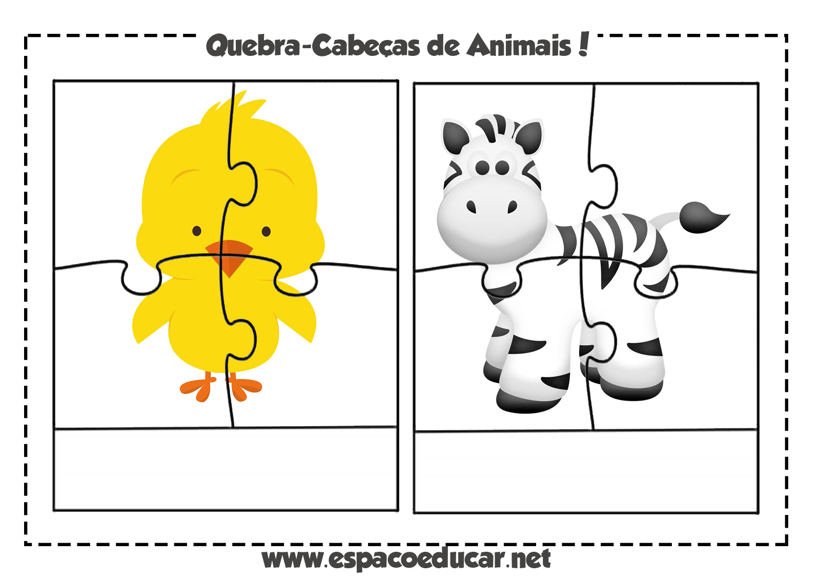 Jogo educativo grátis: quebra-cabeça de animais para imprimir e escrever! -  ESPAÇO EDUCAR