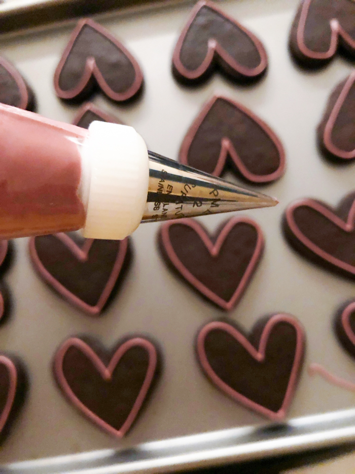 Deep Lilac and Rose Gold Hearts + Chocolate Hazelnut Cut-Out Cookies