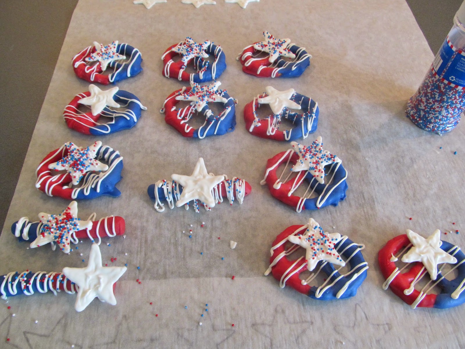 Red, White, and Blue pretzels