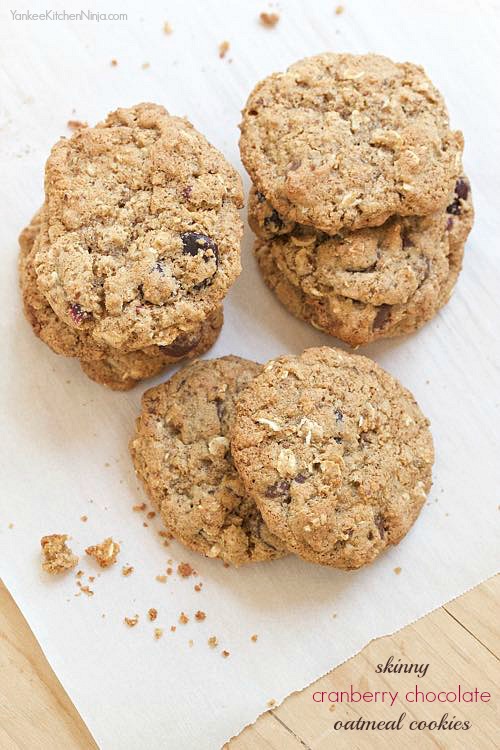 Skinny cranberry chocolate oatmeal cookies