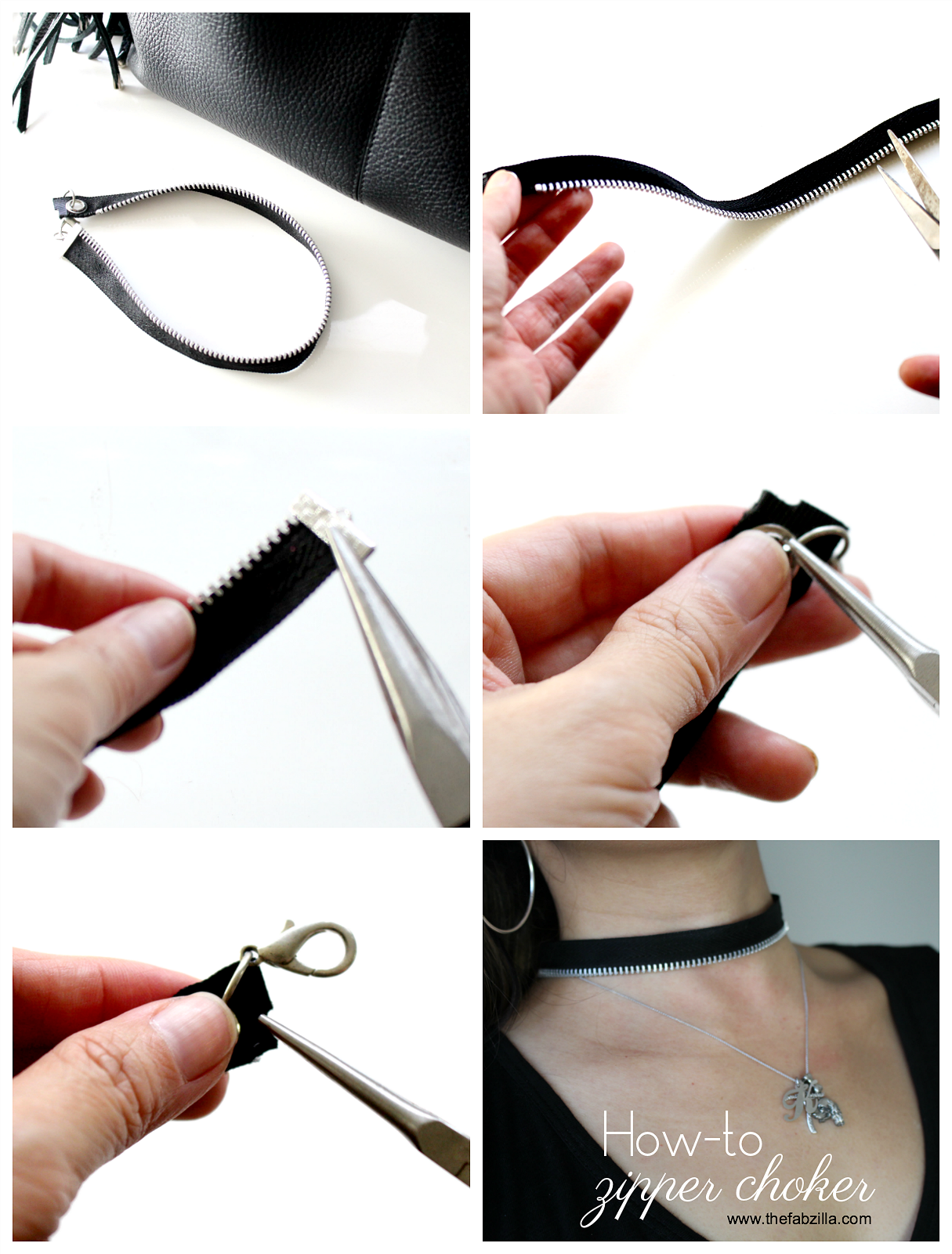 DIY zipper choker, how to make zipper choker