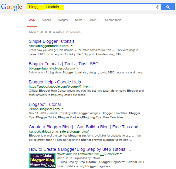 Find similar keywords on google