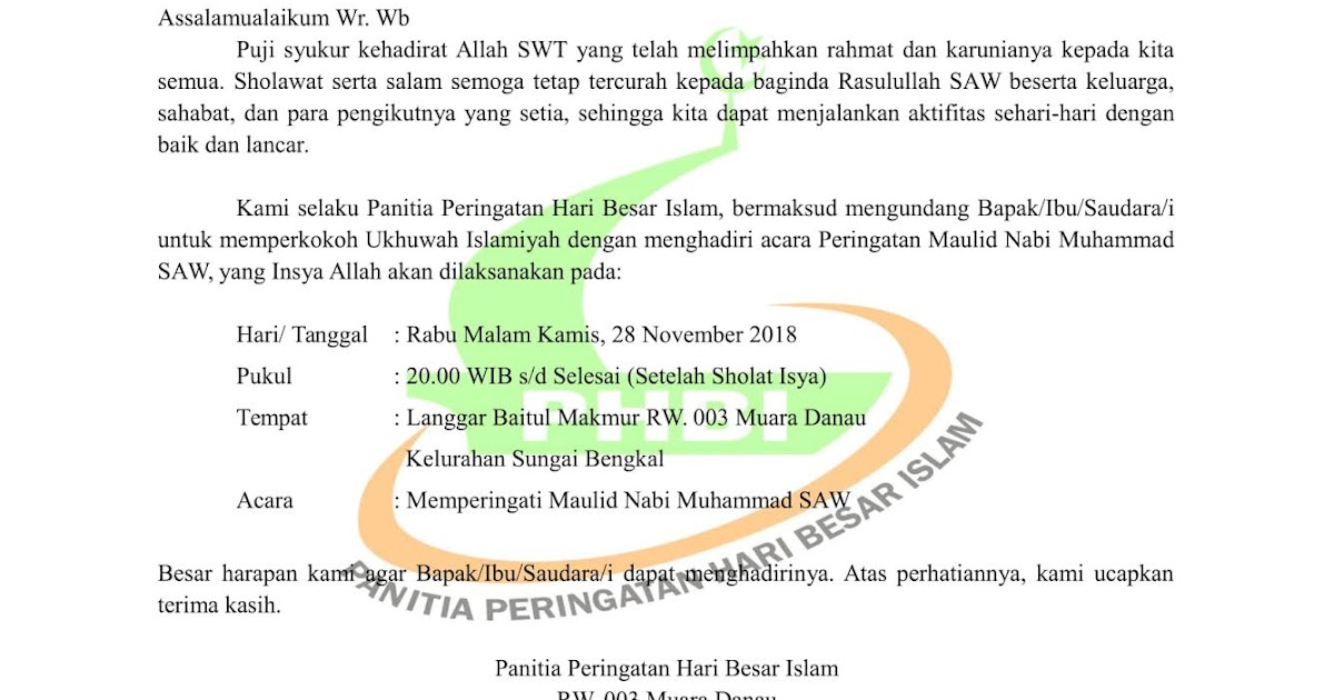 DOWNLOAD CONTOH UNDANGAN PERINGATAN MAULID NABI MUHAMMAD