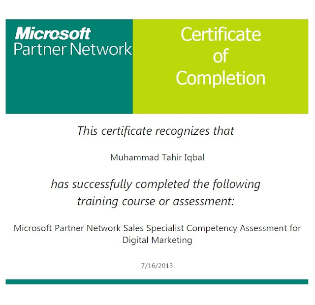 Microsoft Partner Network Sales Specialist Competency Assessment for Digital Marketing