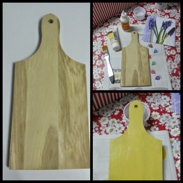 tabla de cortar con la técnica decoupage