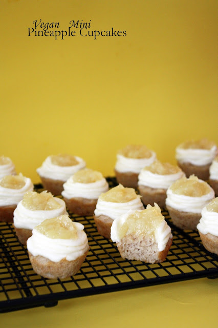 vegan mini pineapple cupcakes