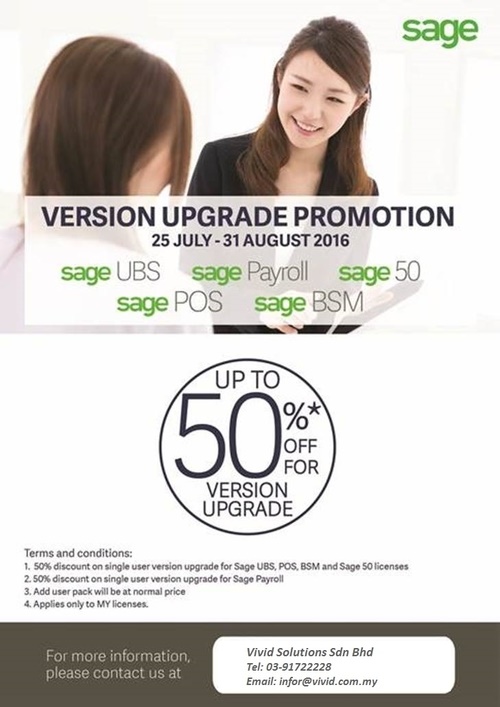 Sage UBS Software Sage Version Upgrade Promotion 50 Discount (25