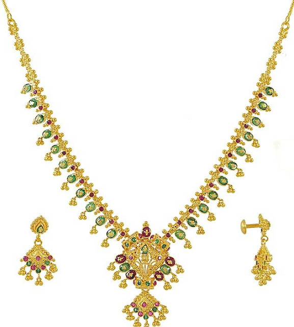 Gold and Diamond jewellery designs: Gundmala from meena jewelers with ...