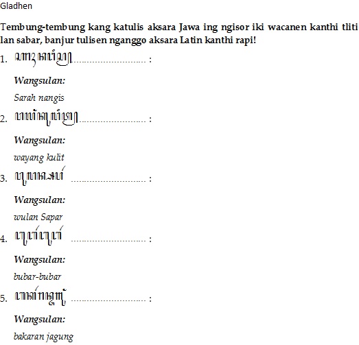 Materi, Soal, Kunci Basa Jawa Kelas 5 SD/Gasal Renjana
