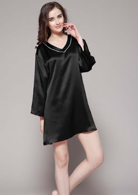 Long sleeve silk nightgown for women ...