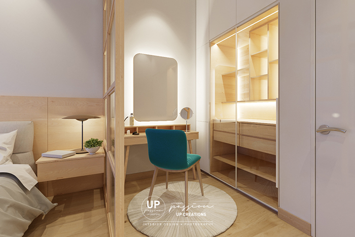 Bandar rimbayu penduline master bedroom dressing corner with display cabinet come with led cabinet light