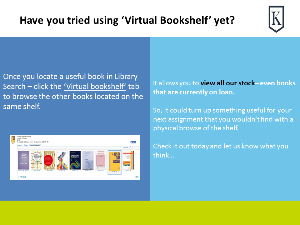 Keele Library Latest Virtual bookshelf