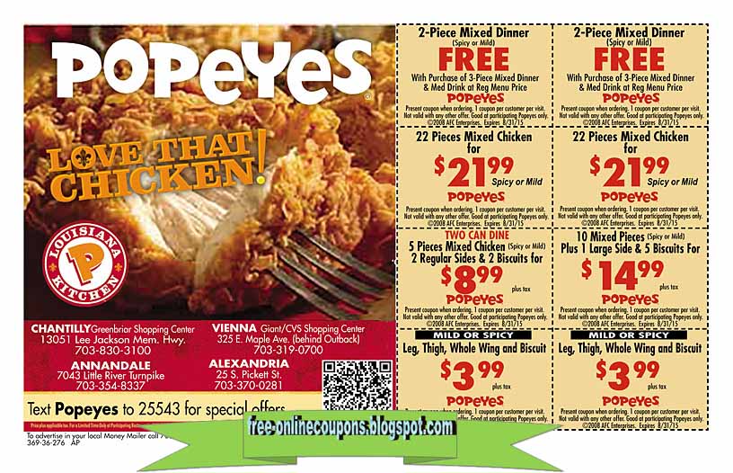 Printable Coupons 2023 Popeyes Chicken Coupons Printable Coupons 2023 Popeyes Chicken Coupons