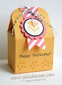 Party with Cake Baker's Box for birthday treat or gift NEW In Colors #stampinup www.juliedavison.com