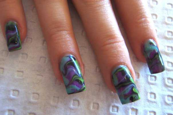Colorful Swirl Nail Design with Water Marble Technique - wide 2