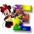 Alfabeto de Minnie Mouse pintando E.