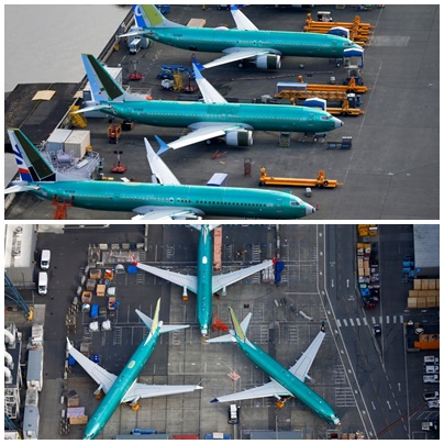 (FOTOS) Los aviones 737 Max, aparcados en la fábrica de Boeing
