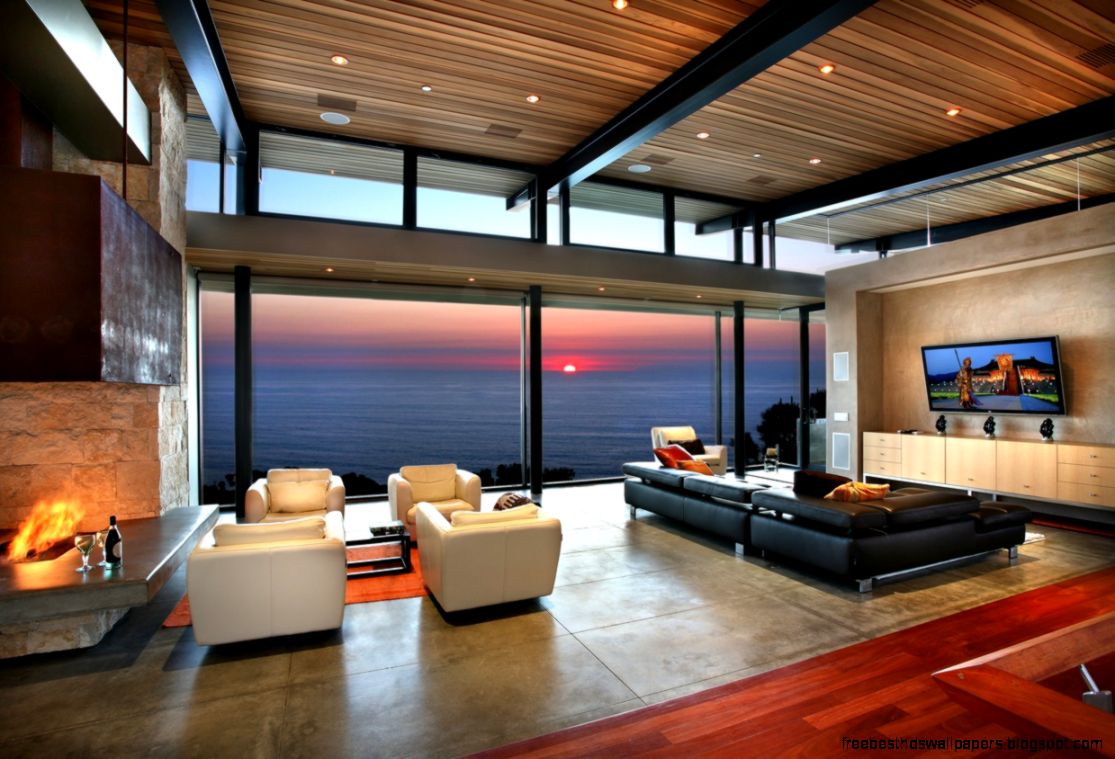 Panoramic ocean view modern living room  Interior Design Ideas
