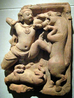 Krishna Killing the Horse Demon Keshi, Gupta period, 5th century AD.