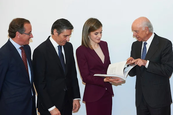 Queen Letizia of Spain attends a Meeting with the BBVA Microfinance Foundation at BBVA Headquarters