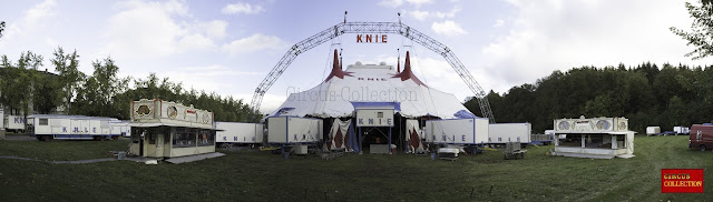 Montage du chapiteau et de la façade du Cirque National Suisse de la famille Knie, à Bulle chef lieu de la Gruyère (Suisse), le 24 septembre 2018 photo Philippe Ros 