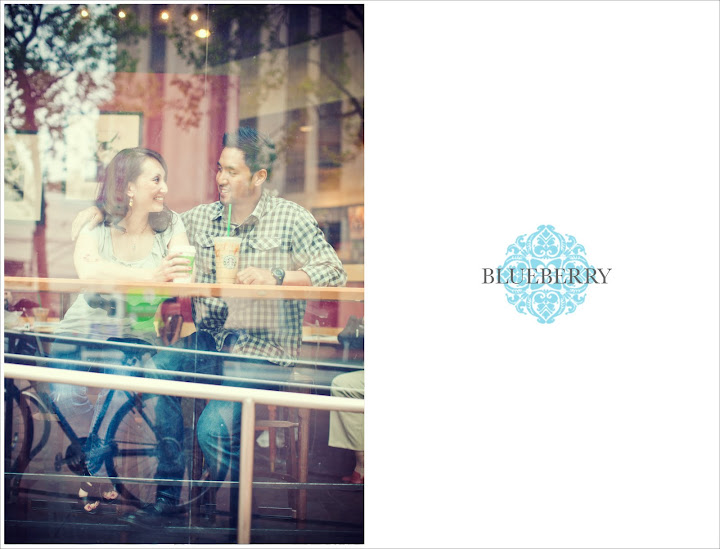 San Francisco starbucks coffee shop love with reflection on window engagement session photography