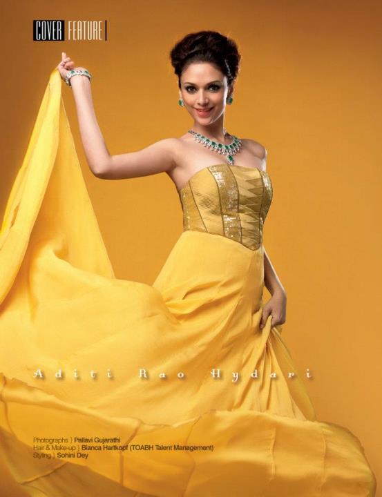 Aditi Rao Hydari yellow gown -  Aditi Rao Hydari’s Scans from Adorn in Yellow Dress – March 2012